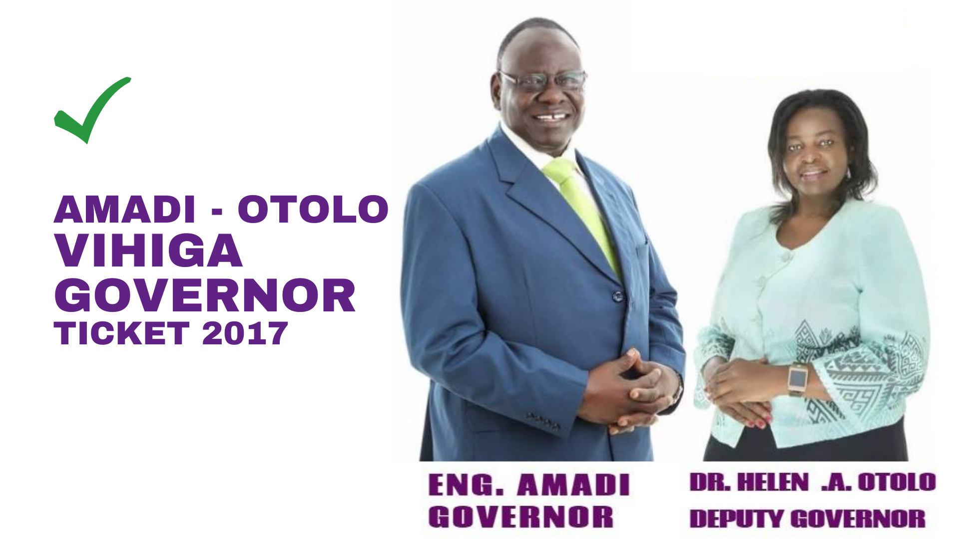 Eng. Josphat Amadi for Vihiga Governor campaign poster ropy such as this where an earth mover is seen working on a dirt road