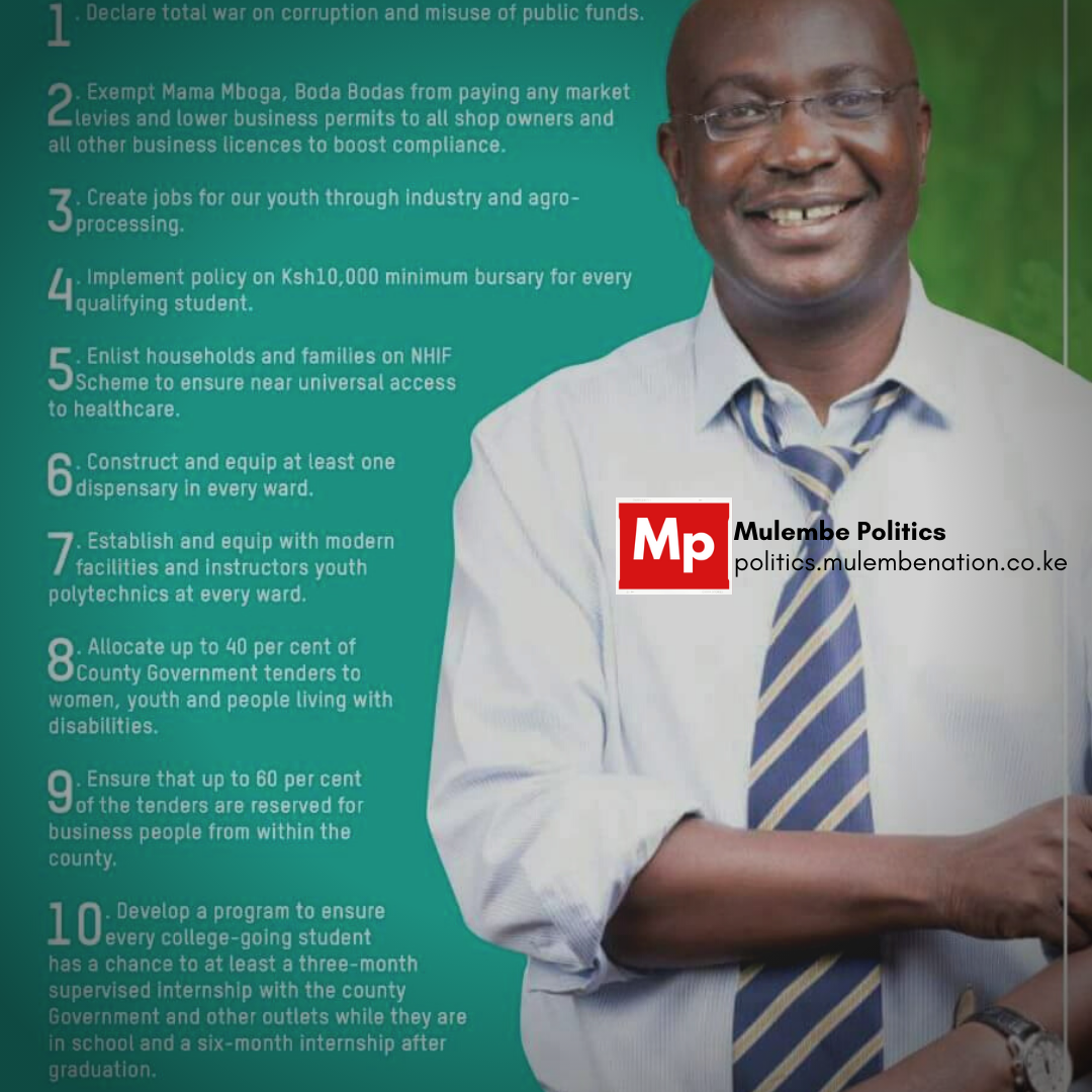 image of flyer with Governor Wycliffe Wangamati manifesto agenda when he successfully run for office in 2017