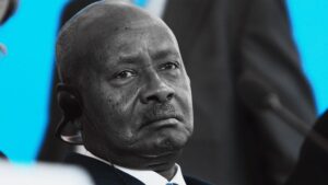 Ugandan President Yoweri Museveni at an international conference
