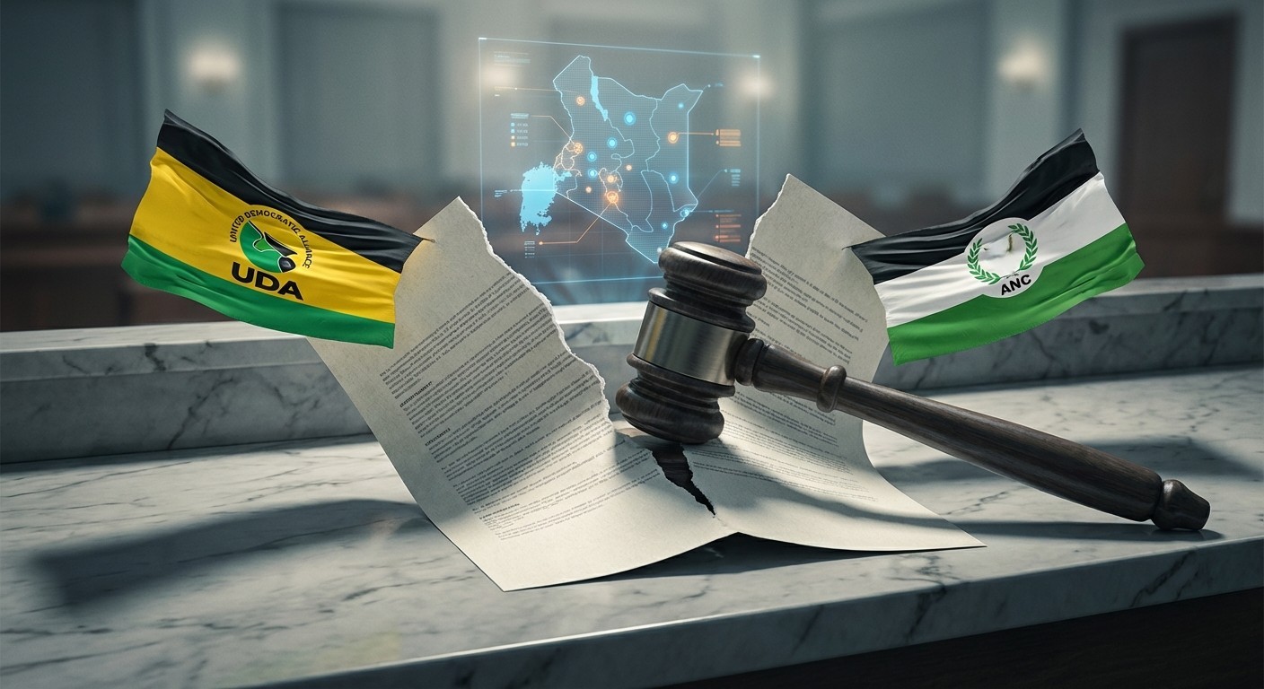 Graphic representation of the High Court ruling on ANC UDA merger nullification showing the separation of political parties.