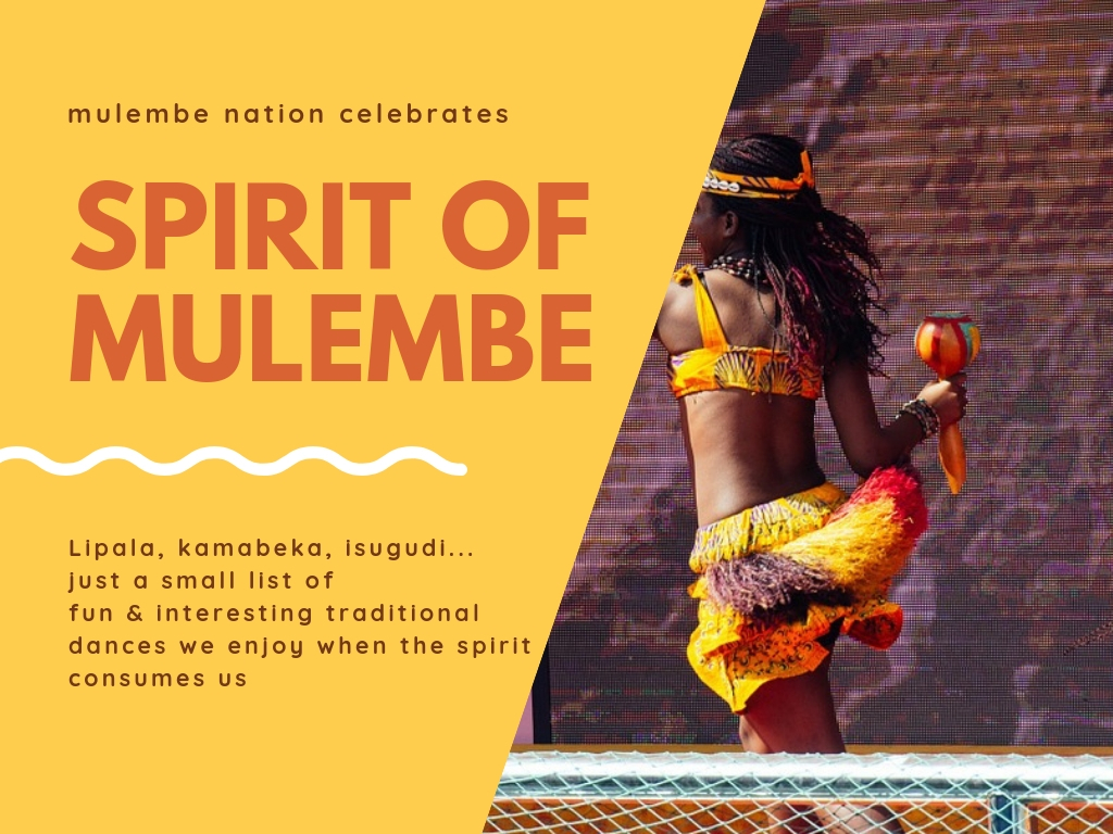 spirit of mulembe poster featuring an african lady clad in traditional sisal skirtin full dance flow