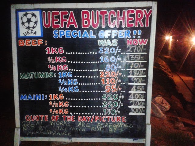 Board advertising uefa butchery in kefinco estate kakamega county