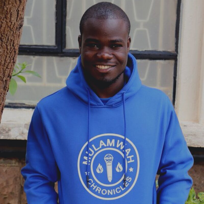 Luhya comedy king of social media Mulamwah in a blue jumper
