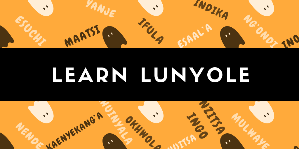 poster with Lunyore words titled learn lunyole