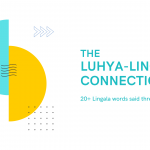 poster with geometric shapes titled the Luhya Lingala connection.