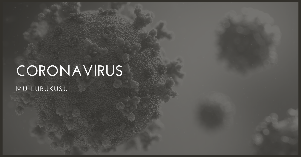 poster titled coronavirus mu lubukusu with microscopic image of virus in background