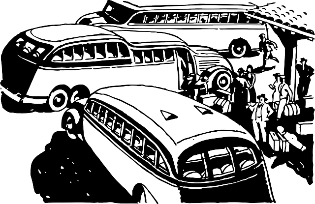 Learn Bukusu langaugae musitendi is bus station as this vintage scene with buses and people