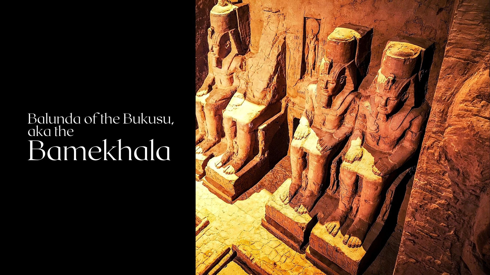 poster titled 'Balunda of the Bukusu aka the Bamekhala' with image of Egyptian tomb with mummies buried whilst seated
