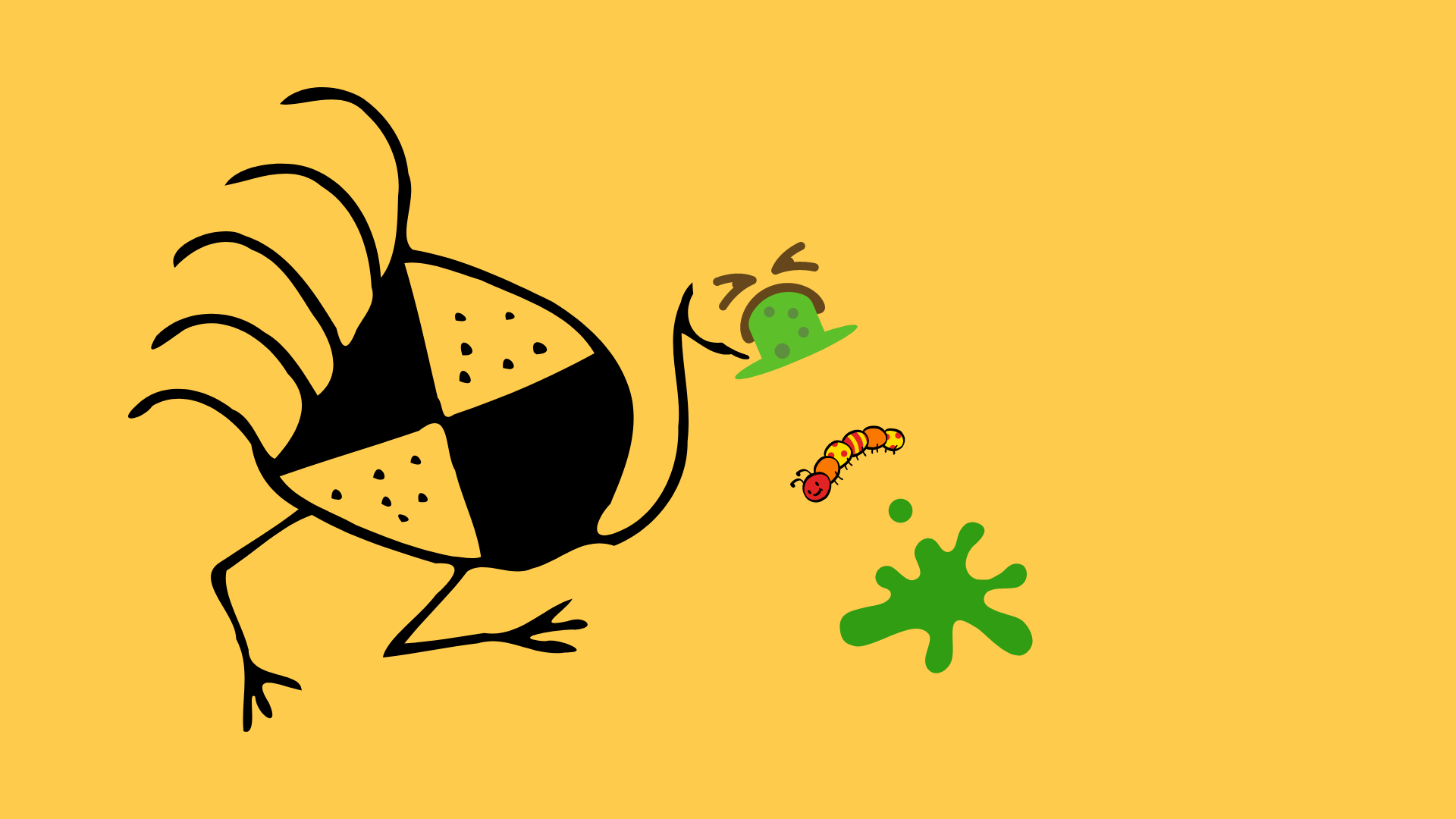 illustration of the luhya proverb eshibi shifutswa ingokho yafutsa lisa in which a chicken with an emoji vomiting hen appears to have vomited a multicolored catepillar