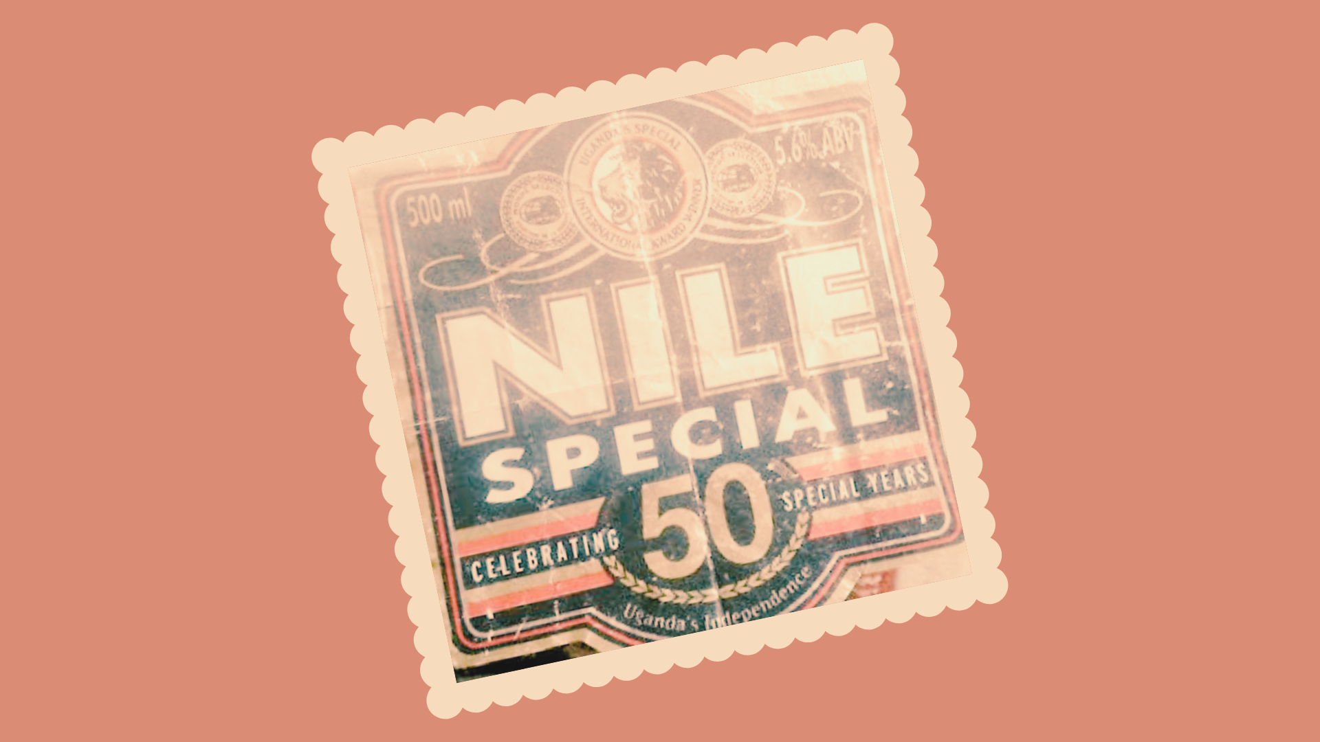 commemorative label of beer framed as a stamp