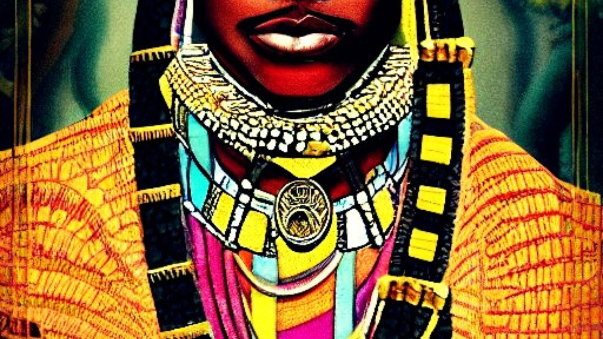 artificial intelligence generated image using hugging face stable diffusion and the prompt 'artistic representation of rich African king' that was further edited to bring a feeling of mystery inline with the article's title of who is the richest man in western Kenya