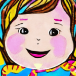 An illustration of a happy baby girl surrounded by elements symbolizing happiness such as butterflies and flowers, set in a joyful background embodying the feeling of joy and happiness aligning with the meaning of the name Asangale, which means happy in Maragoli language